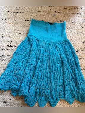 Y2K etc blue strapless crochet dress size XL